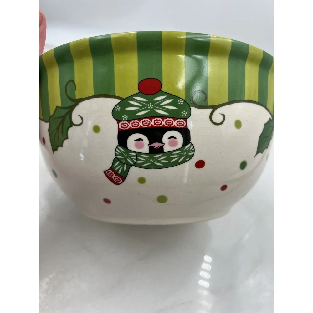 Temp-tations Winter Whimsy Nesting Mixing Bowl Set Holiday Snowman Santa Penguin